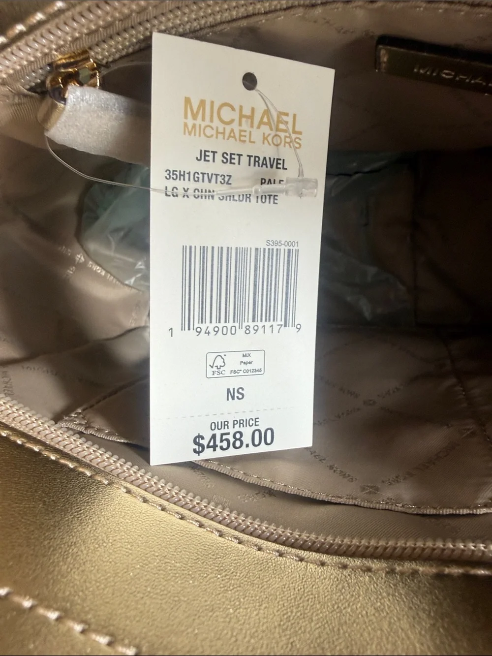 Michael Kors Metallic Gold MK Signature Shoulder Tote